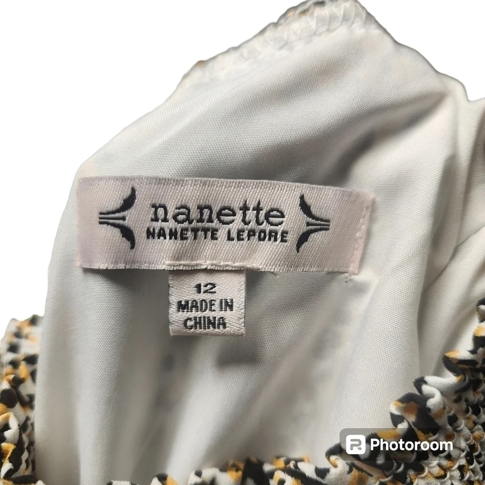 Nanette Lepore Animal Print Smocked Neck And Waist Pleated MidiDress Sz. 12
